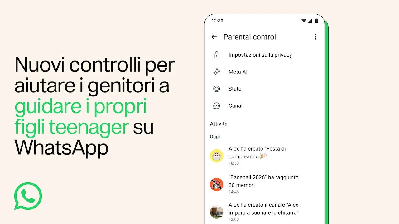 dalla foto del profilo ai gruppi passando per stato canali e meta ai l app di messaggistica introduce nuove possibilit224 di controllo per i genitori senza entrare nelle conversazioni